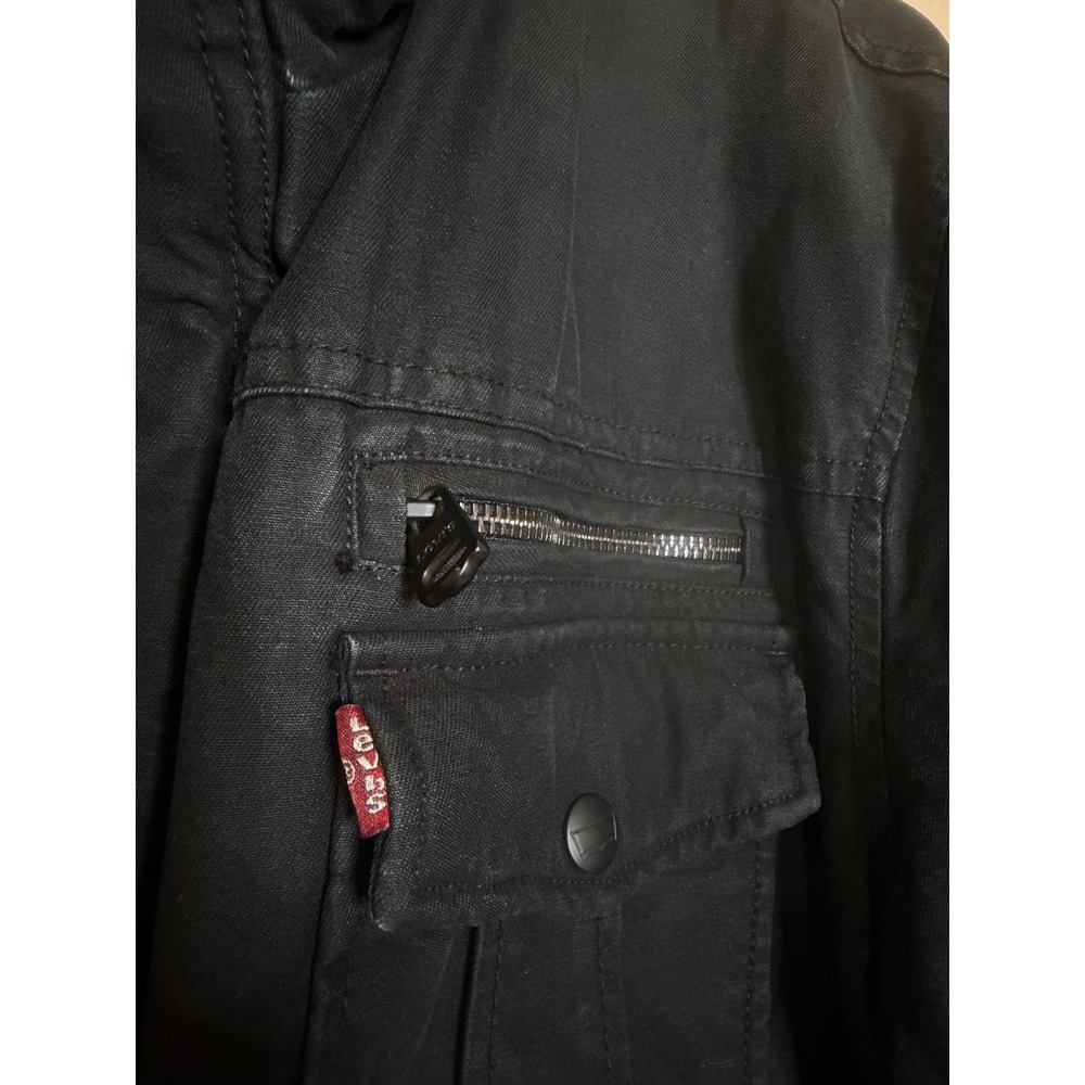 Levis Mens Black Cotton Canvas Quilted Lined Field Jacket Utility Coat Large - Picture 8 of 9